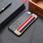 Wholesale iPhone 8 / 7 Striped Hand Strap Grip Holder PU Leather Case (Red)